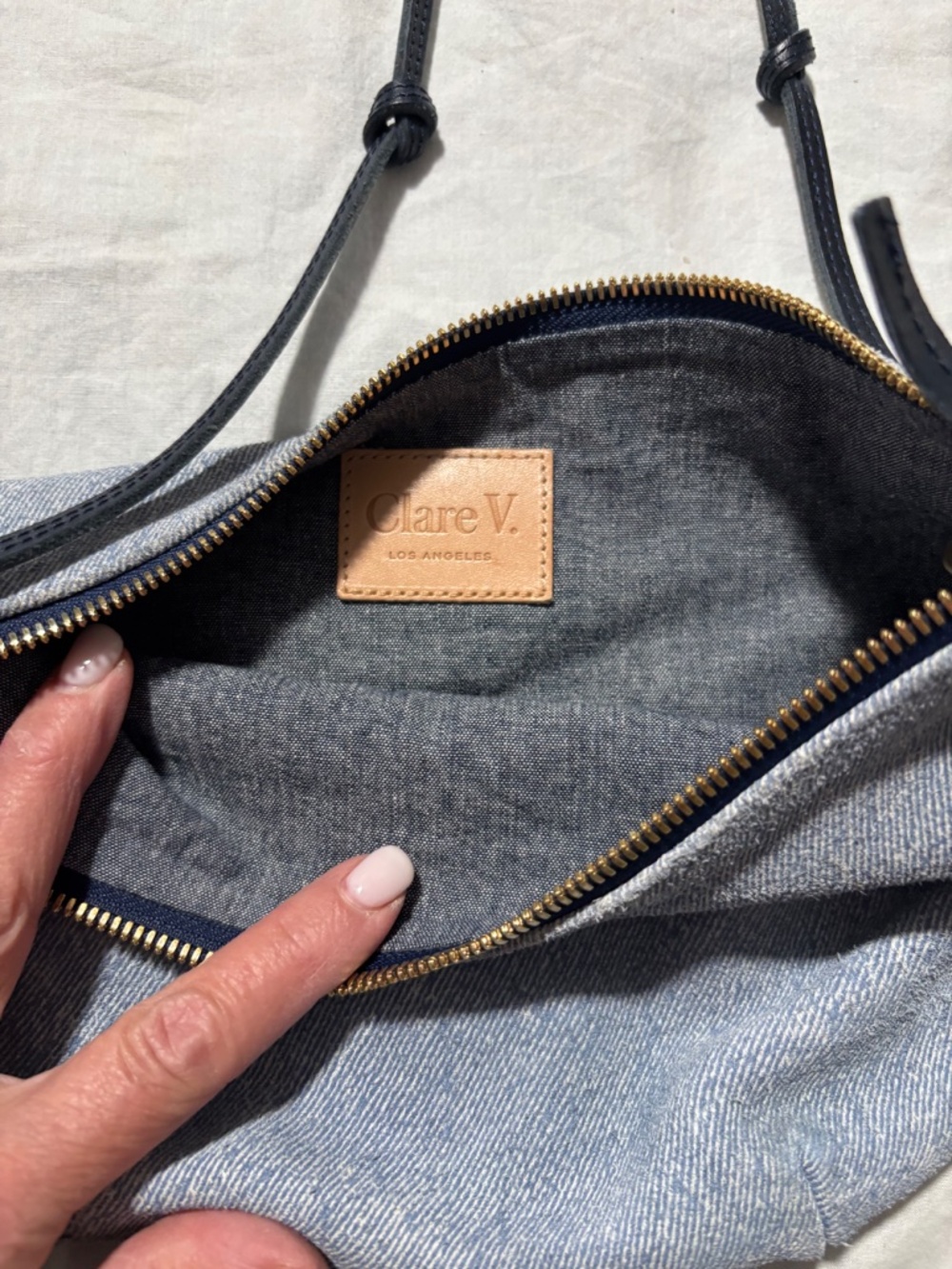 Adorable denim Clare V shoulder bag - Picture 2 of 5
